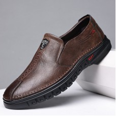 Men Comfy Microfiber Leather Non Slip Casual Bussiness Shoes