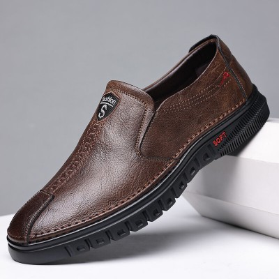 Men Comfy Microfiber Leather Non Slip Casual Bussiness Shoes