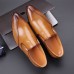 Men Pure Color Pointed Toe Casual Slip On Business Dress Shoes