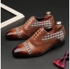 Men Microfiber Lattice Splicing Slip  On Business Casual Dress Shoes