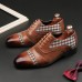 Men Microfiber Lattice Splicing Slip  On Business Casual Dress Shoes