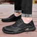 Men Hand Sewn Lace Up Non Slip Casual Walking Driving Shoes