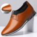 Men Microfiber Leather Pointed Toes Slip On Business Casual Shoes