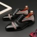 Men Microfiber Lattice Splicing Slip  On Business Casual Dress Shoes