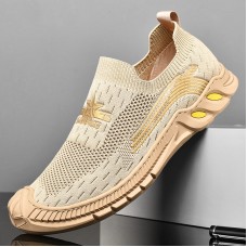 Men Outdoor Anti  collision Toe Knitted Fabric Breathable Walking Casual Shoes