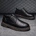 Men Retro Microfiber Leather Non Slip Pure Color Casual Shoes