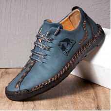 Menico Panda Pattern Lace Up Hand Sewn Casual Shoes