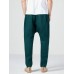 Mens 100  Cotton Solid Color Baggy Casual Drawstring Pants