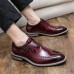 Men Brief Pointed Toe Stitching Loafers Dress Shoes
