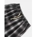 Mens Plaid Casual Drawstring Cuff Pants With Pocket