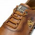 Menico Men Retro Ski Pattern Lace Up Light Weight Handmade Leather Shoes