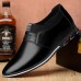 Men Microfiber Leather Pointed Toes Slip On Business Casual Shoes