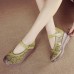 Women Retro Hollow Soft Comfy Genuine Leather Hook   Loop Mary Jane Wedges Shoes