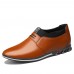 Men Microfiber Leather Pointed Toes Slip On Business Casual Shoes