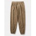 Mens Letter Print Corduroy Drawstring Elastic Cuffed Pants With Pocket