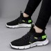 Men Lightweight Lace Up Knitted Fabric Running Walking Sport Shoes