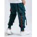 Mens Letter Tape Multi Pockets Fashion Pants