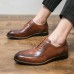 Men Genuine Leather Slip Resistant Front Lace  up Cowhide Dress Shoes