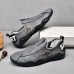 Men Microfiber Leather Hand Stitching Slip On Driving Casual Loafers