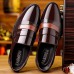 Men Brief Pointed Toe Non Slip Splicing Slip On Business Dress Shoes