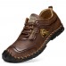 Menico Men Retro Ski Pattern Lace Up Light Weight Handmade Leather Shoes