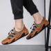 Men Breathable Elastic Band Pig Skin Leather Hand Sewn Shoes