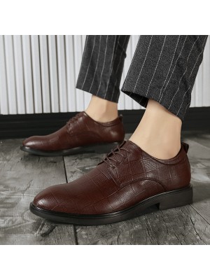 Men Business Casual Non Slip Lace  up Lattice Dress Shoes