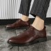 Men Business Casual Non Slip Lace  up Lattice Dress Shoes