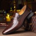 Men Microfiber Leather Crocodile Pattern Slip  On Casual Dress Shoes