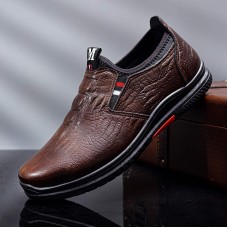 Men Crocodile Embrossed Casual Business Slip On Shoes