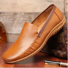 Men Pure Color PU Slip On Casual Driving Shoes