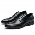Men Pointed Toe Lace Up Business Brogue Dress Shoes