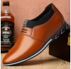 Men Microfiber Leather Pointed Toes Slip On Business Casual Shoes