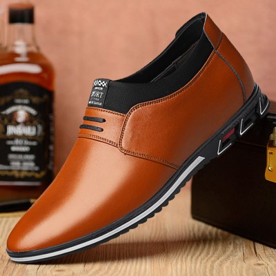 Men Microfiber Leather Pointed Toes Slip On Business Casual Shoes