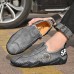 Men Microfiber Leather Hand Stitching Slip On Driving Casual Loafers