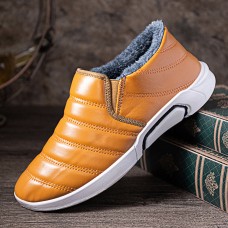 Men Winter Warm Plush Lining Soft Sole Slip Resistant Slip  On Casual Shoes