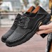 Men Hand Sewn Lace Up Non Slip Casual Walking Driving Shoes