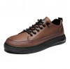 Men Pure Color PU Leather Cushioned Casual Skate Shoes